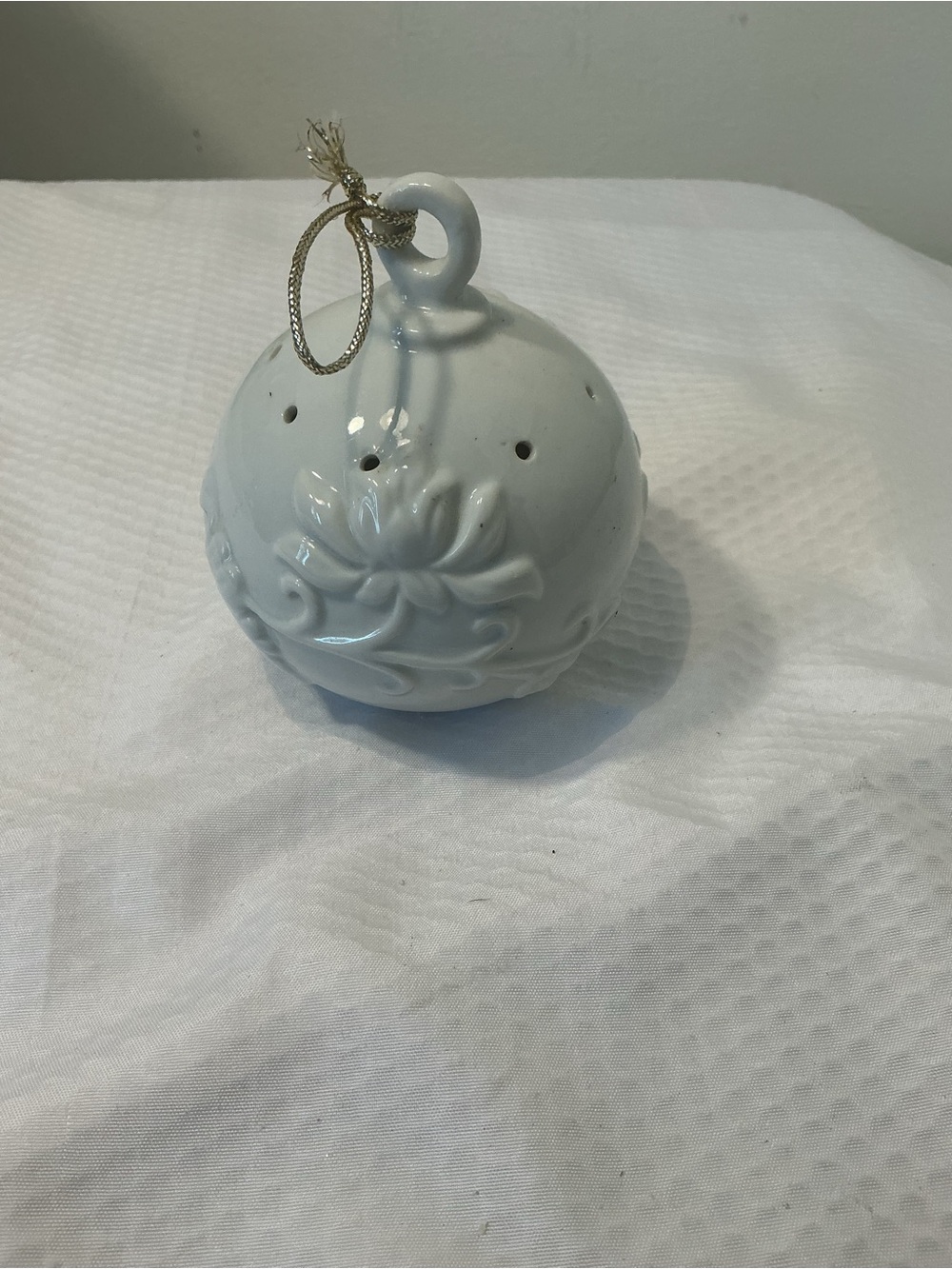 White Ceramic Floral Hanging Lantern - Decorative Accent